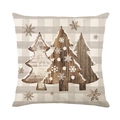 Federa natalizia con motivo a quadri e alberi rustici per l'arredamento delle vacanze - 45x45cm / Motivo Quadri Albero di Natale (JYM633-1)