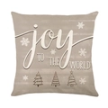 Fodera per cuscino natalizio Joy to the World in finto lino con fiocchi di neve - 45x45cm / Motivo Scritta Joy To The World (JYM633-2)