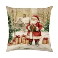 Funda de cojín de poliéster con estampado de Papá Noel y cajas de regalo de Navidad - Estilo Papá Noel (JYM635-2)