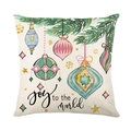 Weihnachts-Kissenbezug mit Joy to the World Spruch und Schmuck auf weißem Grund - 45*45cm (Ohne Kissenfüllung) / Weihnachtskugel Ornamente (JYM641-4)