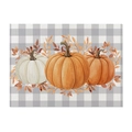 Fall harvest pumpkin place mat with orange and white design on buffalo plaid pattern - Small Cotton Linen / Plaid Pumpkin Style (CD115-2)