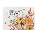Waterproof linen placemat with Hello Fall pumpkins and sunflowers for harvest decor - Small Cotton Linen / Sunflower Pumpkin Style (CD115-3)