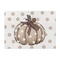 Linen placemat with pumpkin and white polka dots pattern for fall table decoration - Small Cotton Linen / Polka Dot Pumpkin Style (CD115-4)