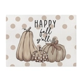 Tovaglietta in lino con scritta Happy Fall Y'all e tre zucche su sfondo a pois - Set Zucche Autunnali (CD115-5)