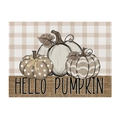 Tovaglietta in lino con stampa Hello Pumpkin e zucche per decorazione tavola autunnale - Stile Ciao Zucca (CD115-7)