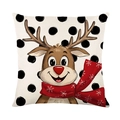 Weihnachtlicher Kissenbezug mit Rentier-Motiv und Polka-Dot-Muster aus Baumwollleinen - Rentier-Stil (DYM392-1) / 45x45cm Leinen Einseitig Ohne Kern