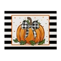 Sottopiatto in lino con zucca e fiocco a scacchi per la decorazione del Ringraziamento - Stile Zucca a Righe (CD115-9)