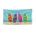 Microfiber beach towel featuring summer surfboards and sun print on blue background - Colorful Surfboards (STJ004-2)
