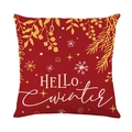 Red Christmas pillow cover with Hello Winter text and white snowflake printing - HELLO Winter Style (JYM639-2)