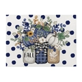 Herbst Tischset aus Baumwollleinen mit Kürbis Motiven und blauen Mason Jars Mustern - 32x21cm (Baumwolle Leinen) / Herbst Einmachglas Kombi (CD114-2)