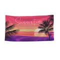 Summertime printed microfiber beach towel featuring a purple sunset and palm trees - Purple Beach Sunset (STJ005-5)
