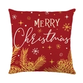 Red Christmas pillowcase with golden pine cones and Merry Christmas festive print - MERRY Christmas Style (JYM639-3)