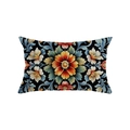 Bohemian floral lumbar pillow cover in black with vibrant symmetrical ethnic prints - Black Multi Color Symmetrical Ethnic (JYZ021-7)