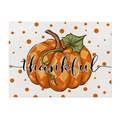 Harvest festive cotton linen placemat with orange pumpkin and thankful lettering - 32x21cm (Waterproof Poly-Linen) / Orange Dots Thankful Pumpkin (CD114-7)