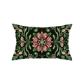 Bohemian floral lumbar pillow cover with symmetric baroque pattern on black background - Black Baroque Symmetrical Floral (JYZ021-9)