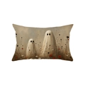 Halloween ghost illustration lumbar pillowcase with vintage floral art on white background - White Ghost and Floral Style (JYZ016-6)