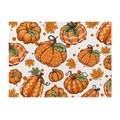 Linen placemat with orange pumpkin and maple leaf prints for Thanksgiving decor - 32x21cm (Waterproof Poly-Linen) / Autumn Pumpkin Cluster (CD114-9)