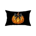 Halloween pumpkin cushion cover with orange polka dot motif and black bow on black fabric - Bowknot Pumpkin (JYZ015-7) / 30*50cm (Insert Not Included)
