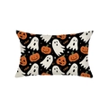 Halloween pillow cover with orange pumpkin, white ghost and BOO print on black fabric - Ghost Pumpkin BOO (JYZ015-8) / 30*50cm (Insert Not Included)