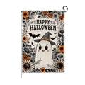 Halloween Gartenfahne mit Aquarell-Geist, Hexenhut und Happy Halloween Aufdruck - Süßer Geist Stil (HYQ071-2)