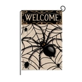 Halloween spider web garden flag with Welcome sign on rustic burlap hanging outdoor - Spider Web Style (HYQ070-2)