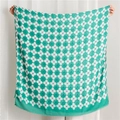 Detail of green floral print shawl showing lightweight fabric and fringe edges - Green (No Tassels)