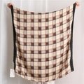 Classic British plaid cotton linen shawl with soft brown and black patterns - Coffee