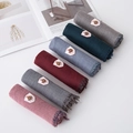 Assorted cotton linen scarves for kids with leather tags and tassels in various colors - 140x32cm / Mixed Colors