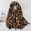 Leopardenmuster Pashmina Schal mit Quastenfransen, Erdtöne Winter-Schal für Damen Mode - Einheitsgröße / Leopardenmuster