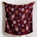Etnische sjaal met neonprint donkerrood katoen linnen mix voor dames in de winter - Rood