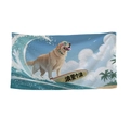 Microfiber beach towel with golden retriever surfing print and summer ocean scenery - Surfing Golden Retriever (STJ003-5)