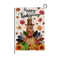 Tuinvlag met Happy Thanksgiving tekst, kalkoen, pompoenen en herfstmotieven - Hyq074-4