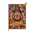 Garden flag with Thanksgiving turkey, pumpkins, and a black metal hanging stand - Hyq074-8