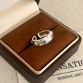 Anello regolabile bohémien in argento con cristalli verdi e dettagli floreali - Stella a Otto Punte Aperta (Argento) / Argento Verde Zircone