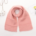 Pink chunky knit baby scarf made of soft warm wool for toddlers and infants - Pink