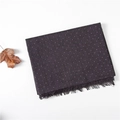 Deep purple polka dot cotton linen scarf with soft fringe edges for autumn style - Dark Gray