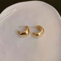 Polished gold chunky hoop earrings in minimalist square geometric design for women - C-Shaped Smooth (A-228) / Gold
