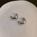 French style minimalist silver geometric C-shape hoop earrings with high-polish finish - C-Shaped Smooth (A-228) / Silver