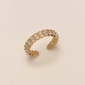 Minimalist gold ring featuring oval-cut cubic zirconia in a modern open setting - Oval Pave Zircon Style (C-159)