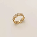 Minimalist gold ring featuring elegant white enamel flowers with a polished metal finish - White Flower Style (C-106)