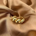 Minimalist gold croissant open ring on a luxury satin background for a chic look - Gold Croissant Style (C-196)