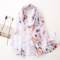 White butterfly print scarf with silver stripes and tassels for beach resort style - White Butterfly Print (SL2013-020) / 180*70