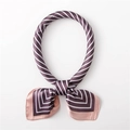 Elegant purple striped silk scarf with pink borders tied in a stylish ring knot - Dark Purple with Pink Border (SC-028 4#)