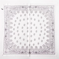 Detail of white square bandana with purple paisley pattern and small side label - 70x70cm / White