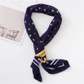 Chic navy blue scarf with yellow star pattern and striped border on white background - One Size / Navy Blue Star