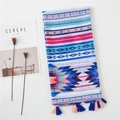 Bohemian geometric pattern scarf with colorful tassels and ethnic stripes for women - Multi-color Print (Main Image Color) / 180*90