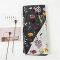 Floral cotton linen scarf with tassel and asymmetric split pattern for beach travel - 180x100cm / Color Block Floral