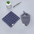 Detail of dark blue plaid cotton scarf for children featuring high-quality woven texture - 45x45cm / Large Plaid Navy Blue