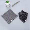 Detailed view of black and white gingham and windowpane cotton scarves for babies - 45x45cm / Large Black Plaid