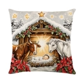 Weihnachtliche Kissenhülle mit Krippenmotiv und Jesuskind-Illustration für Sofas - Weihnachtskrippe 3 (JYM649-3)